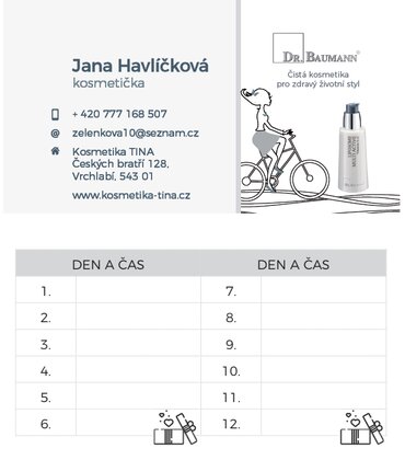 VIZITKA/NAVŠTÍVENKA s vernostným programom DR. BAUMANN