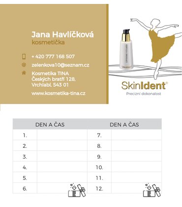 VIZITKA/NAVŠTÍVENKA s vernostným programom SkinIdent